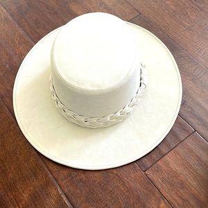 White Hat with double braided trim